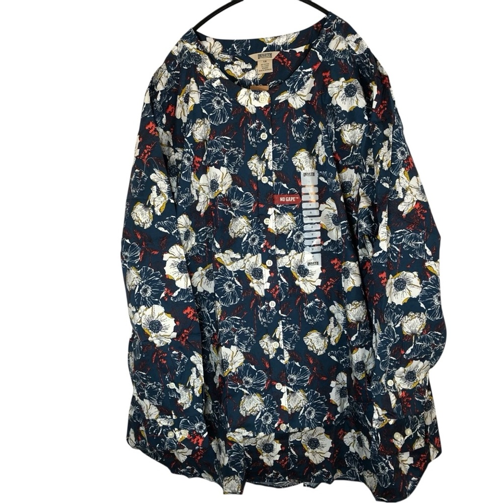 Duluth Wrinklefighter Floral Button Shirt Womens Plus Size 1X NWT - Picture 2 of 8